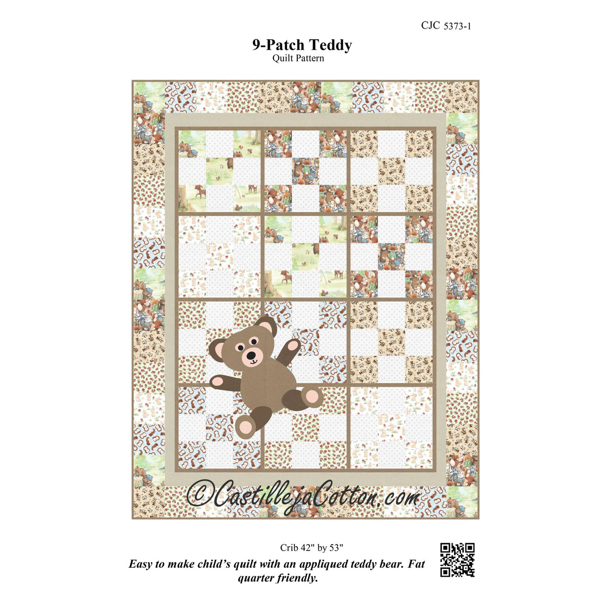 9-Patch Teddy Quilt CJC-53731e - Downloadable Pattern