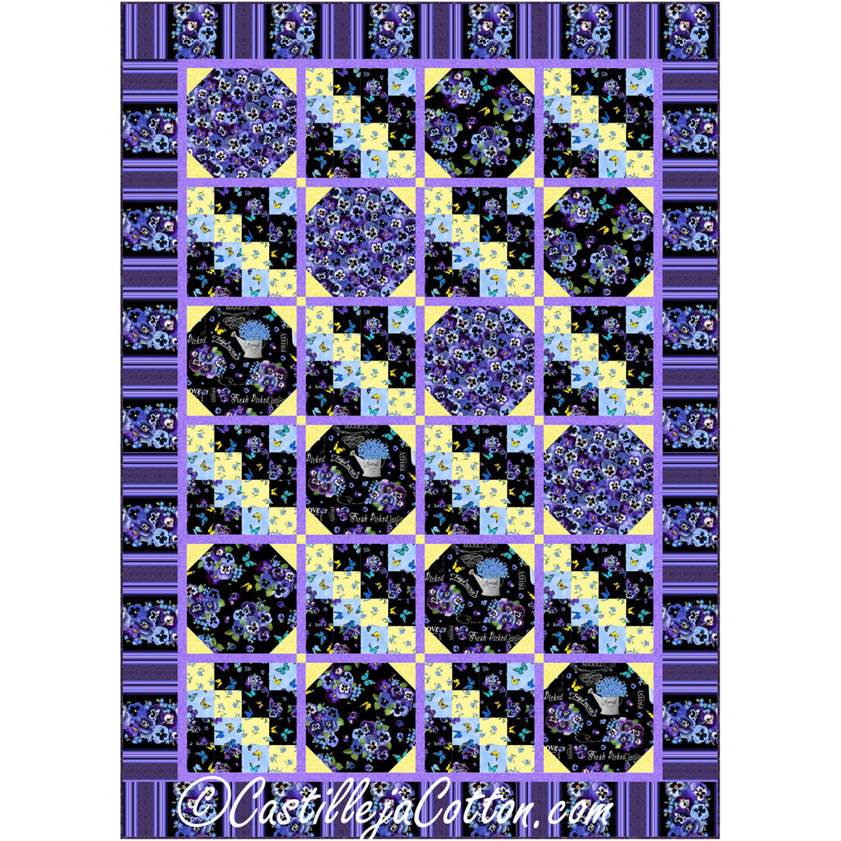 Pansies and Butterflies Quilt CJC-53933e - Downloadable Pattern