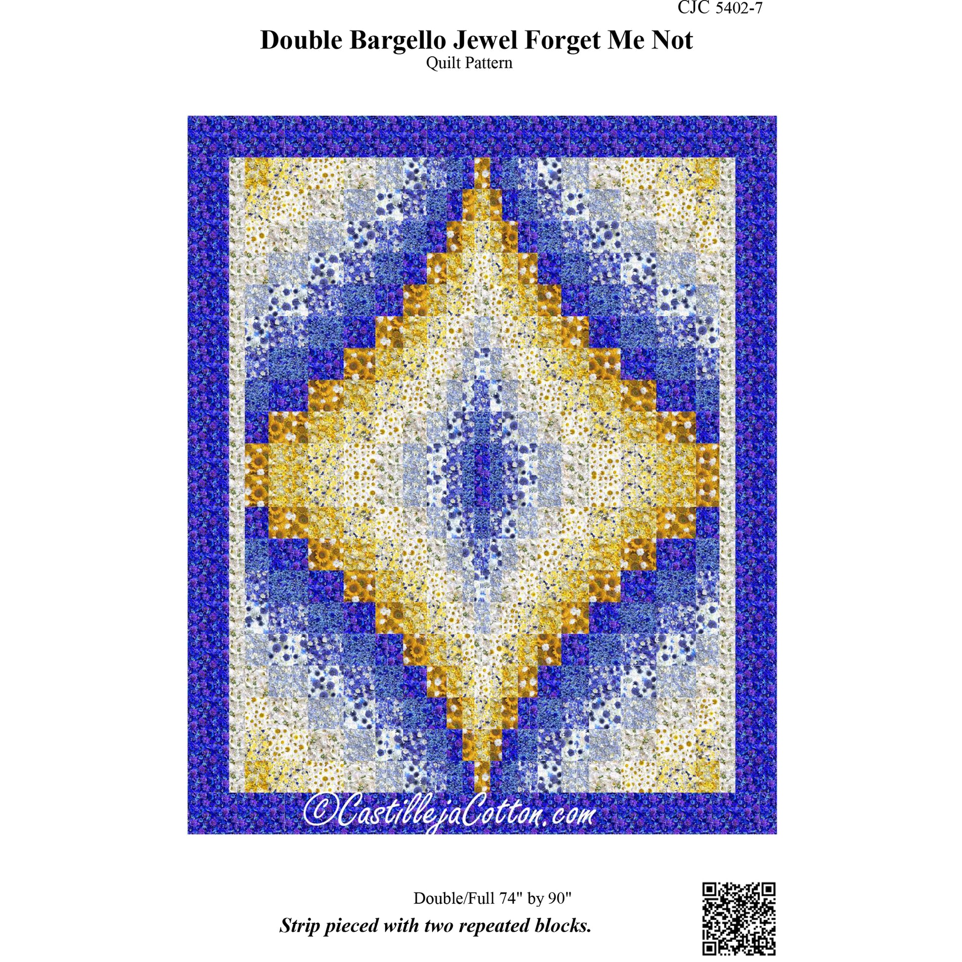 Cover image of pattern for Double Bargello Jewel Forget Me Not Quilt.