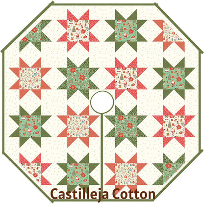 Lovely octagon tree skirt showcases holiday fabric inside Ohio Star blocks. 