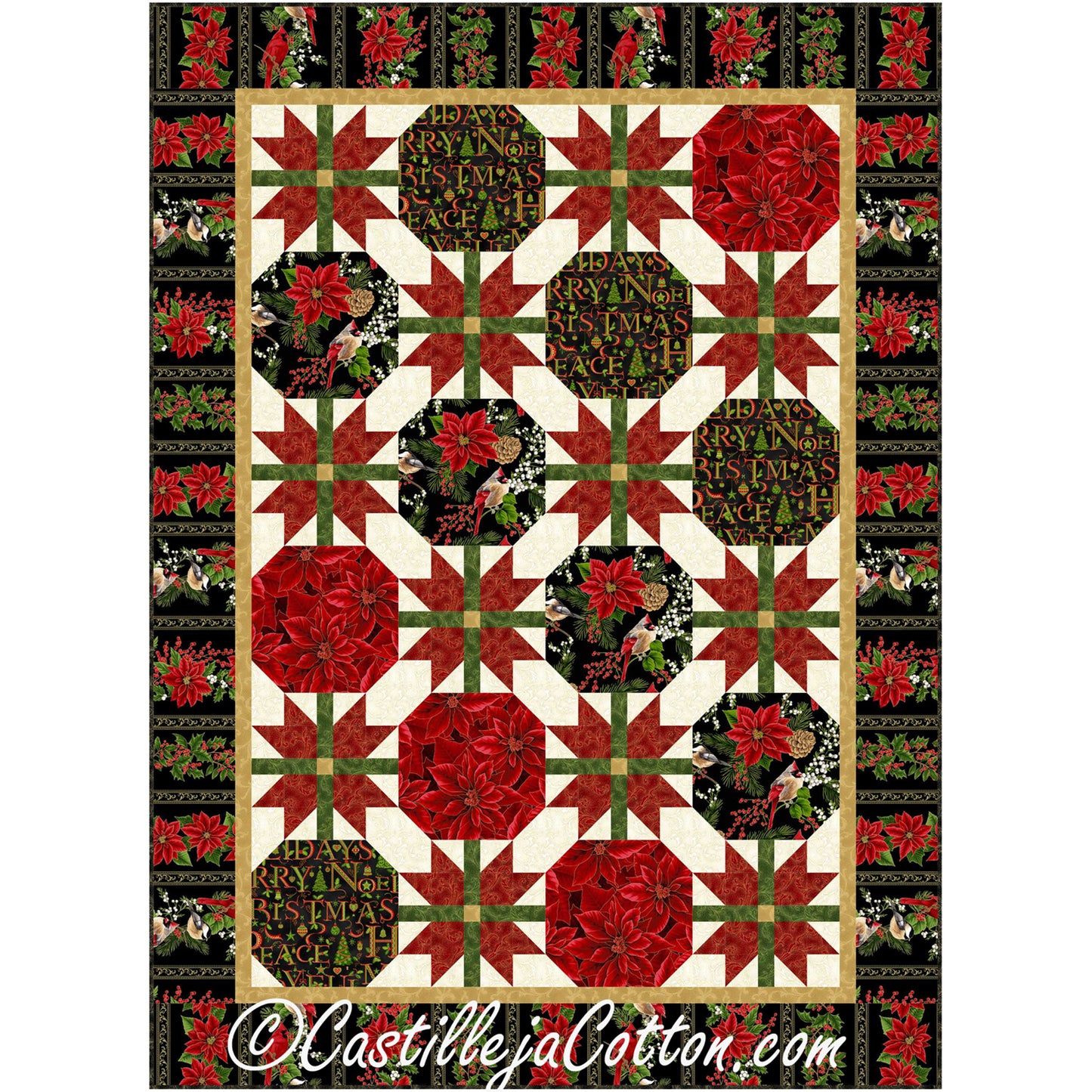 Birds and Poinsettias Quilt CJC-54061e - Downloadable Pattern