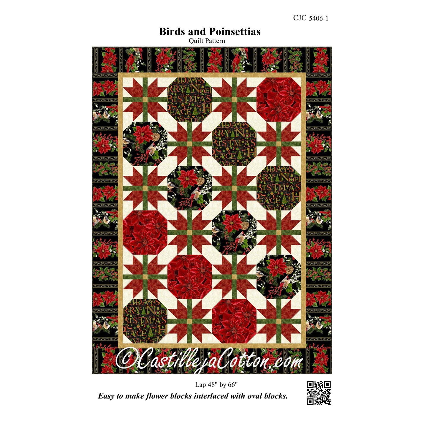 Birds and Poinsettias Quilt CJC-54061e - Downloadable Pattern
