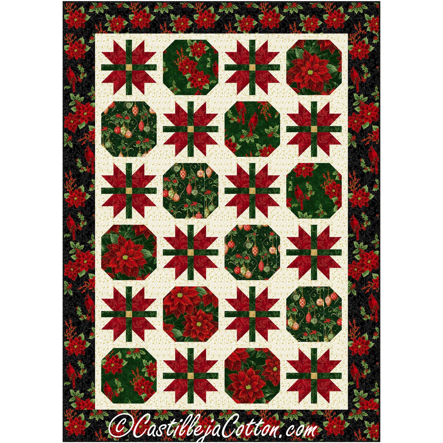 Birds and Poinsettias Quilt Pattern CJC-54062w  - Wholesale Product