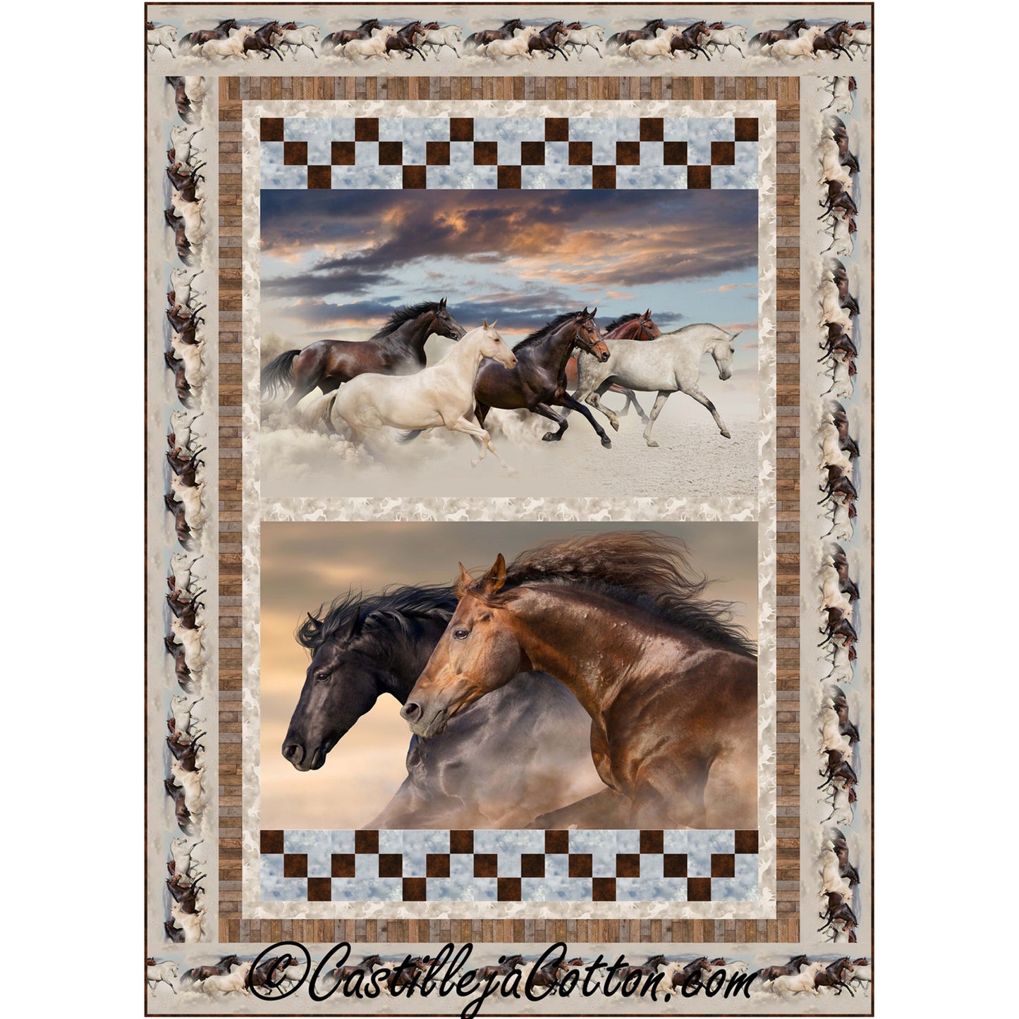 Racing Horses Twin Quilt Pattern CJC-54165 - Paper Pattern