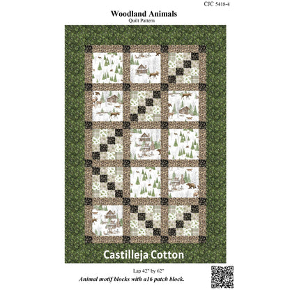 Cover image of pattern for Woodland Animals quilt.