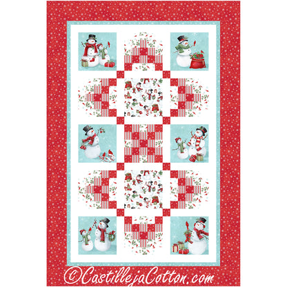 Snow Folk Chains quilt uses a snow folk panel and simple chained blocks.