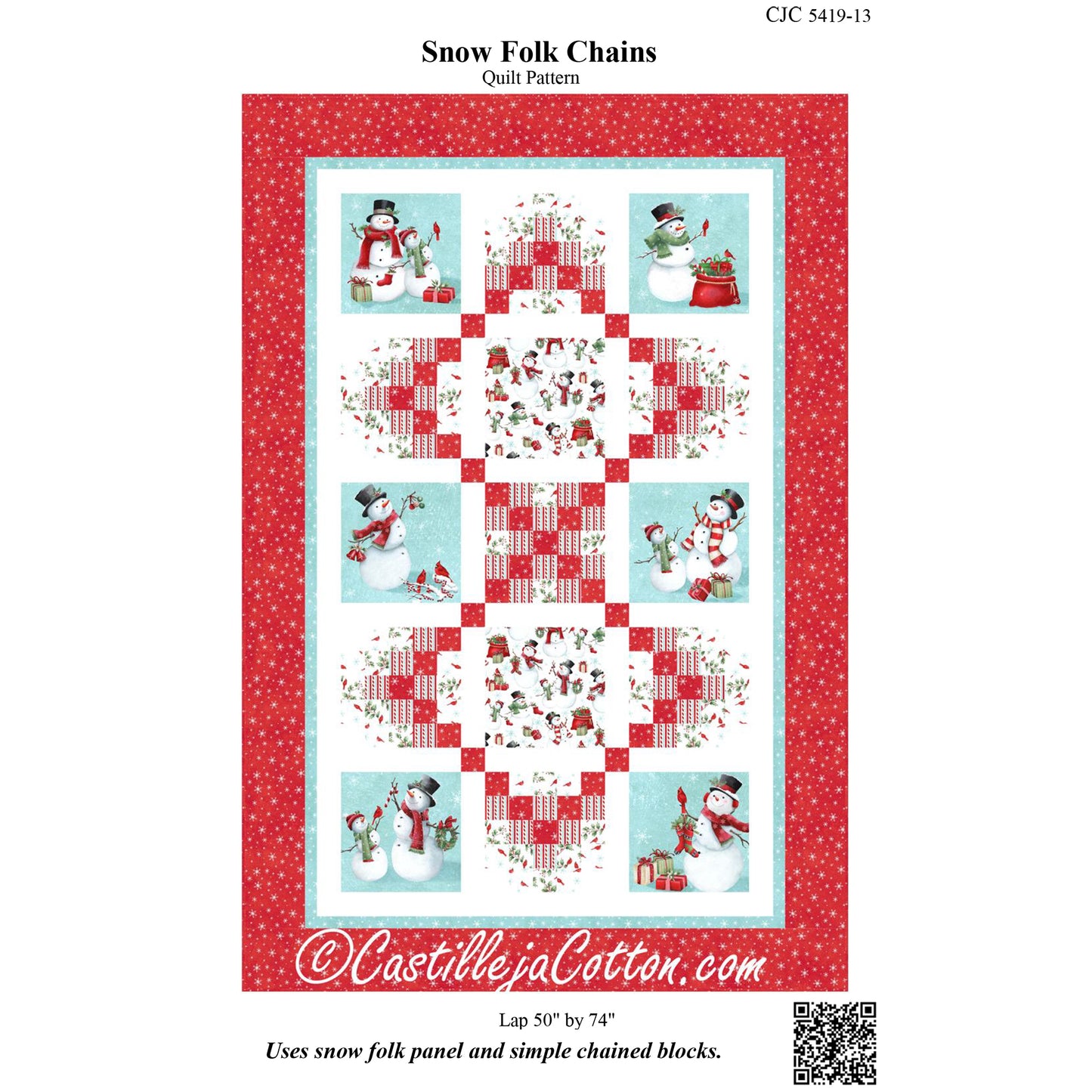 Cover image of pattern for Snow Folk Chains quilt.