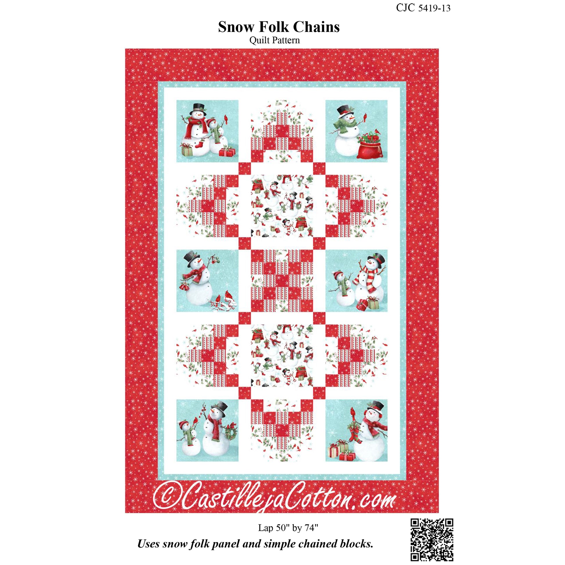 Cover image of pattern for Snow Folk Chains quilt.