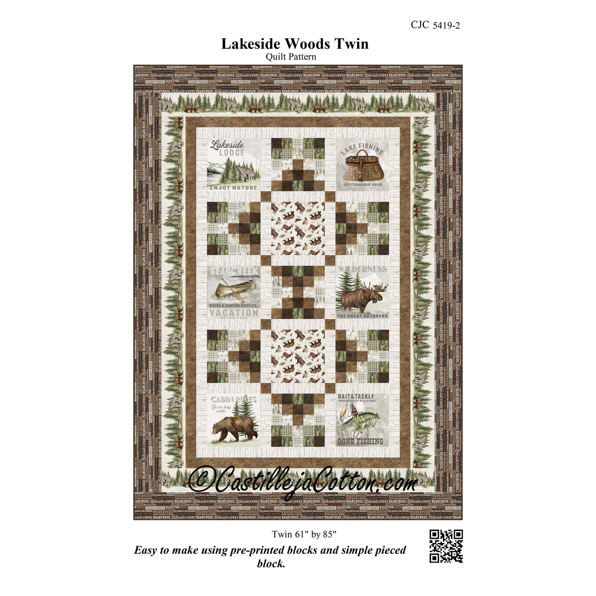 Lakeside Woods Twin Quilt Pattern CJC-54192 - Paper Pattern