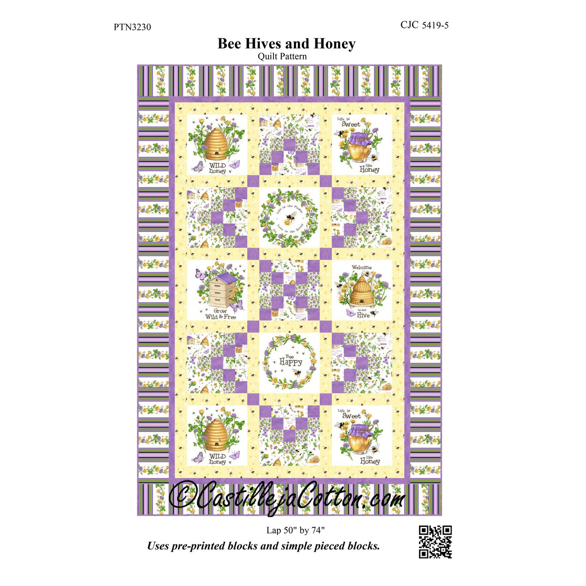 Bee Hives and Honey Quilt Pattern CJC-54195 - Paper Pattern
