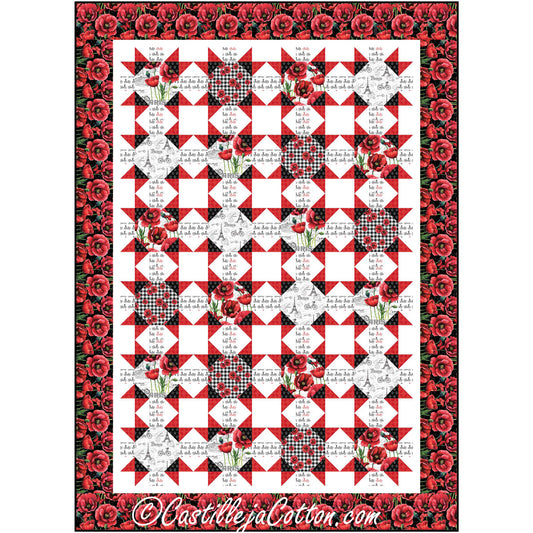 Paris and Poppies Lap Quilt Pattern CJC-54202 - Paper Pattern