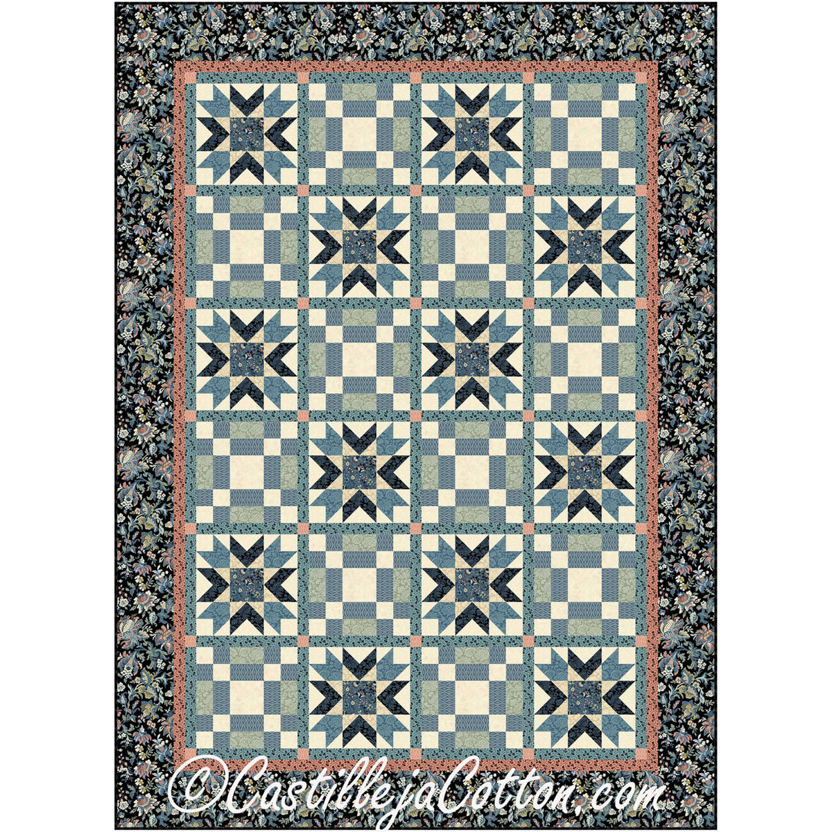 Floral Stars Within Stars Quilt Pattern CJC-54431 - Paper Pattern