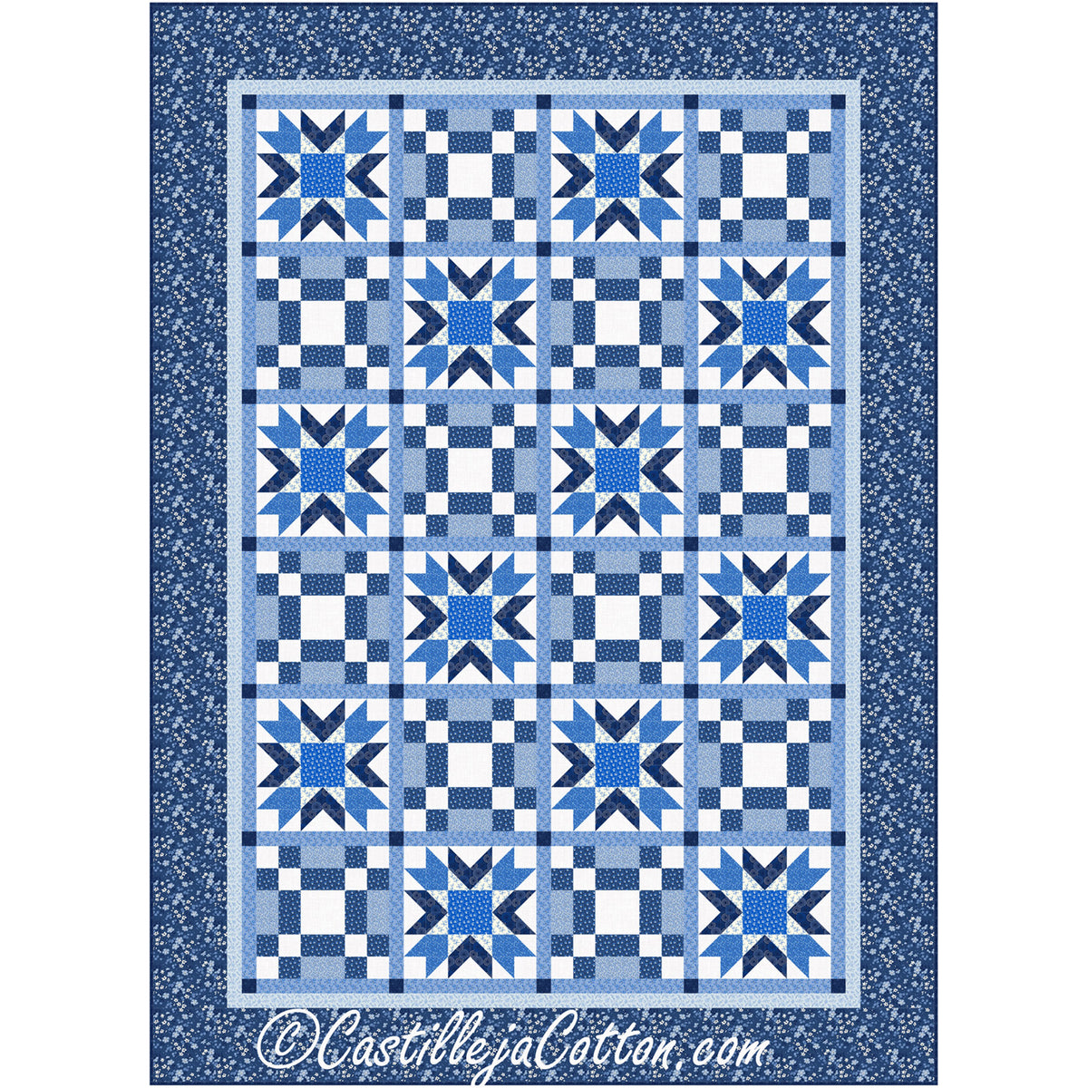 Blue Stars Within Stars Quilt Pattern CJC-54432 - Paper Pattern