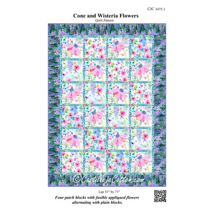 Cone and Wisteria Flowers Quilt CJC-54751e - Downloadable Pattern