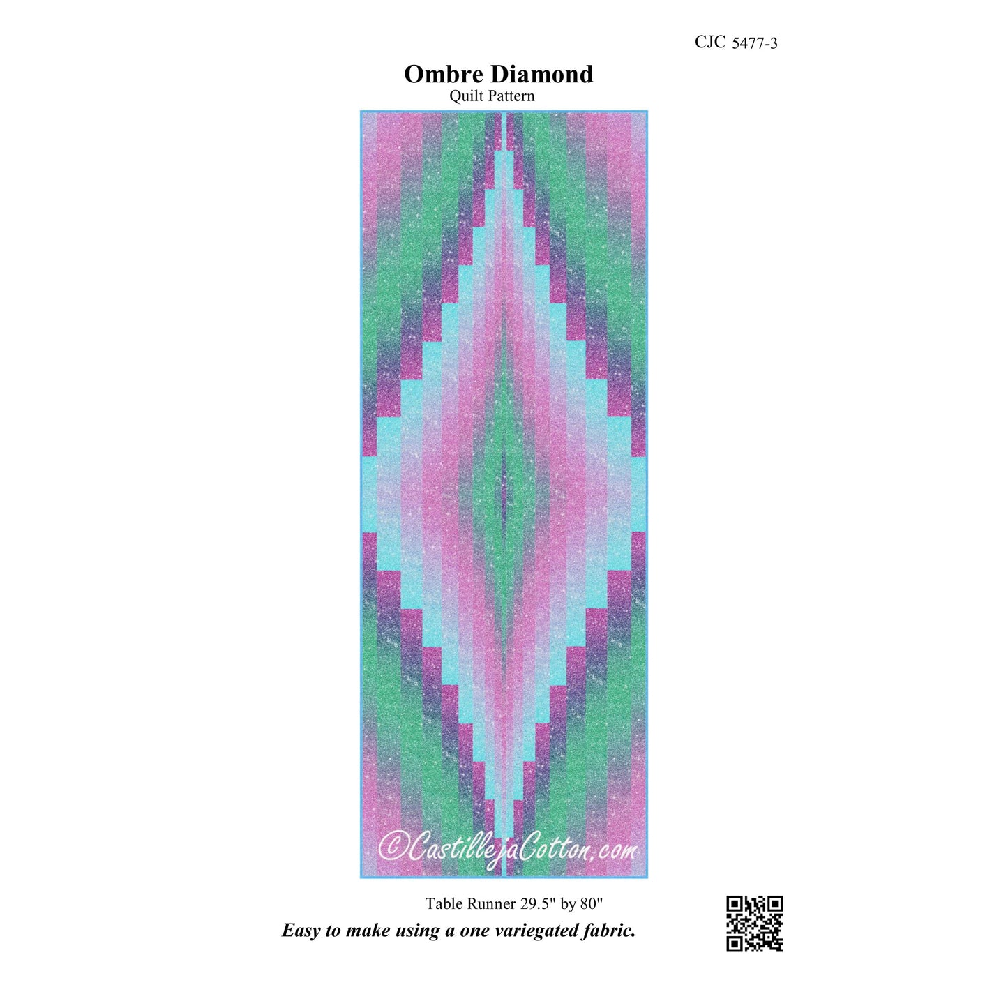 Ombre Diamond Table Runner Pattern CJC-54773 - Paper Pattern