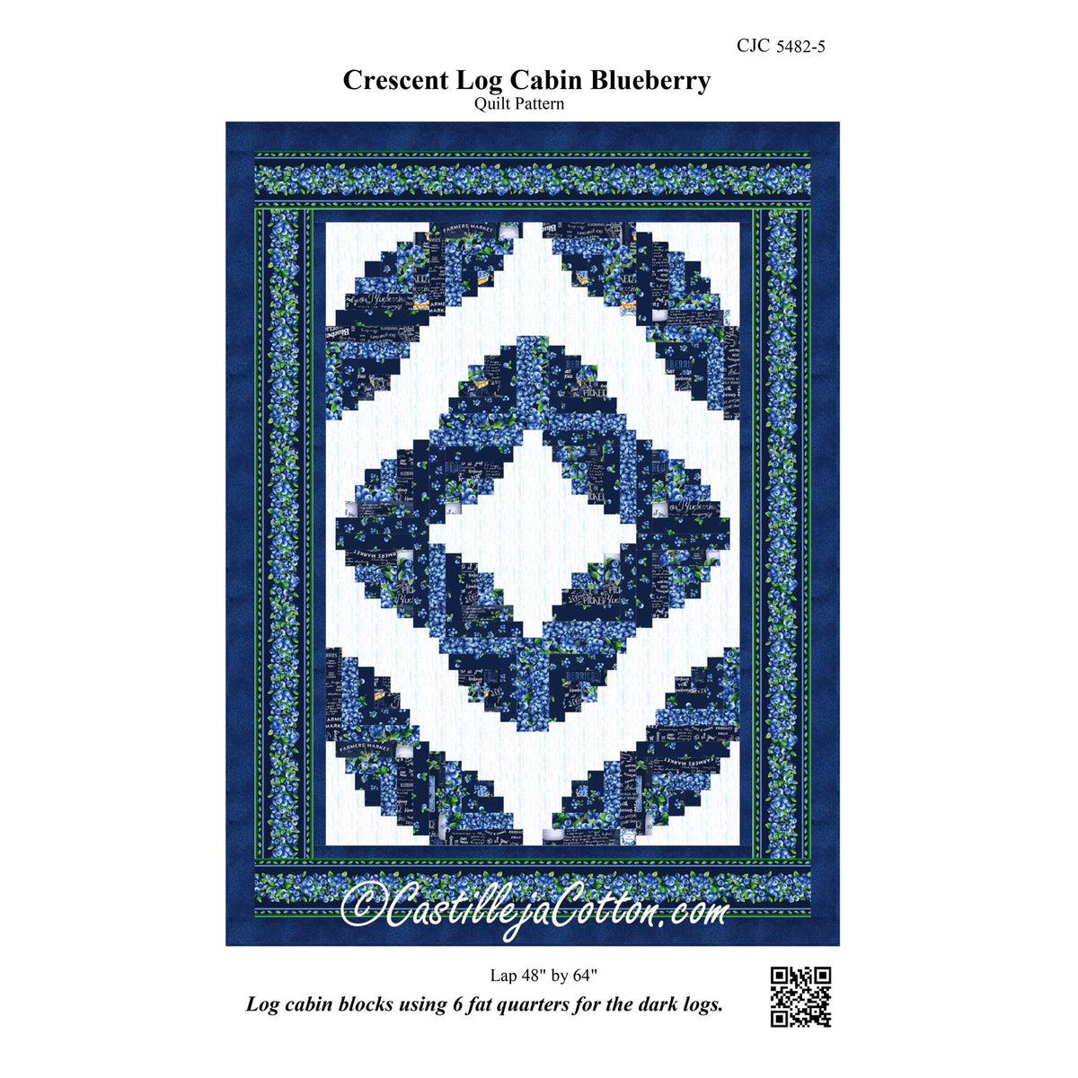 Crescent Log Cabin Blueberry Quilt Pattern CJC-54825 - Paper Pattern