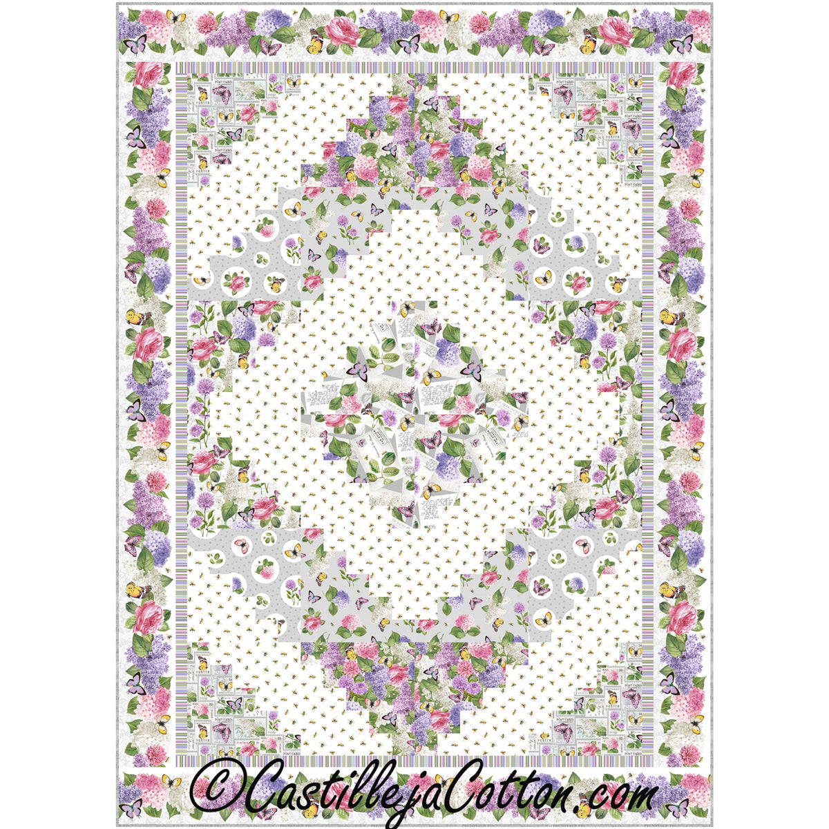 Garden Log Cabin Quilt CJC-54831e - Downloadable Pattern