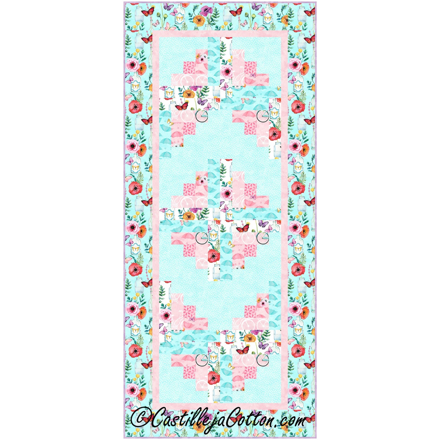 Floral Log Cabin Runner Quilt Pattern CJC-54841 - Paper Pattern