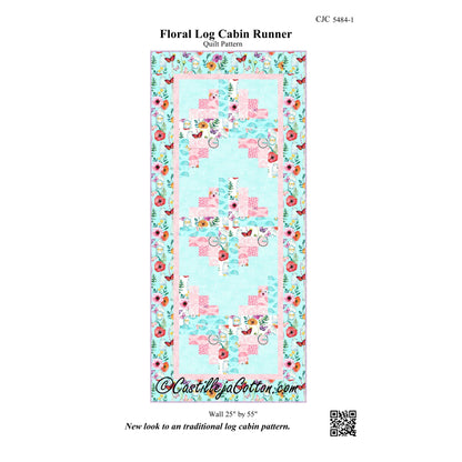 Floral Log Cabin Runner Quilt Pattern CJC-54841 - Paper Pattern