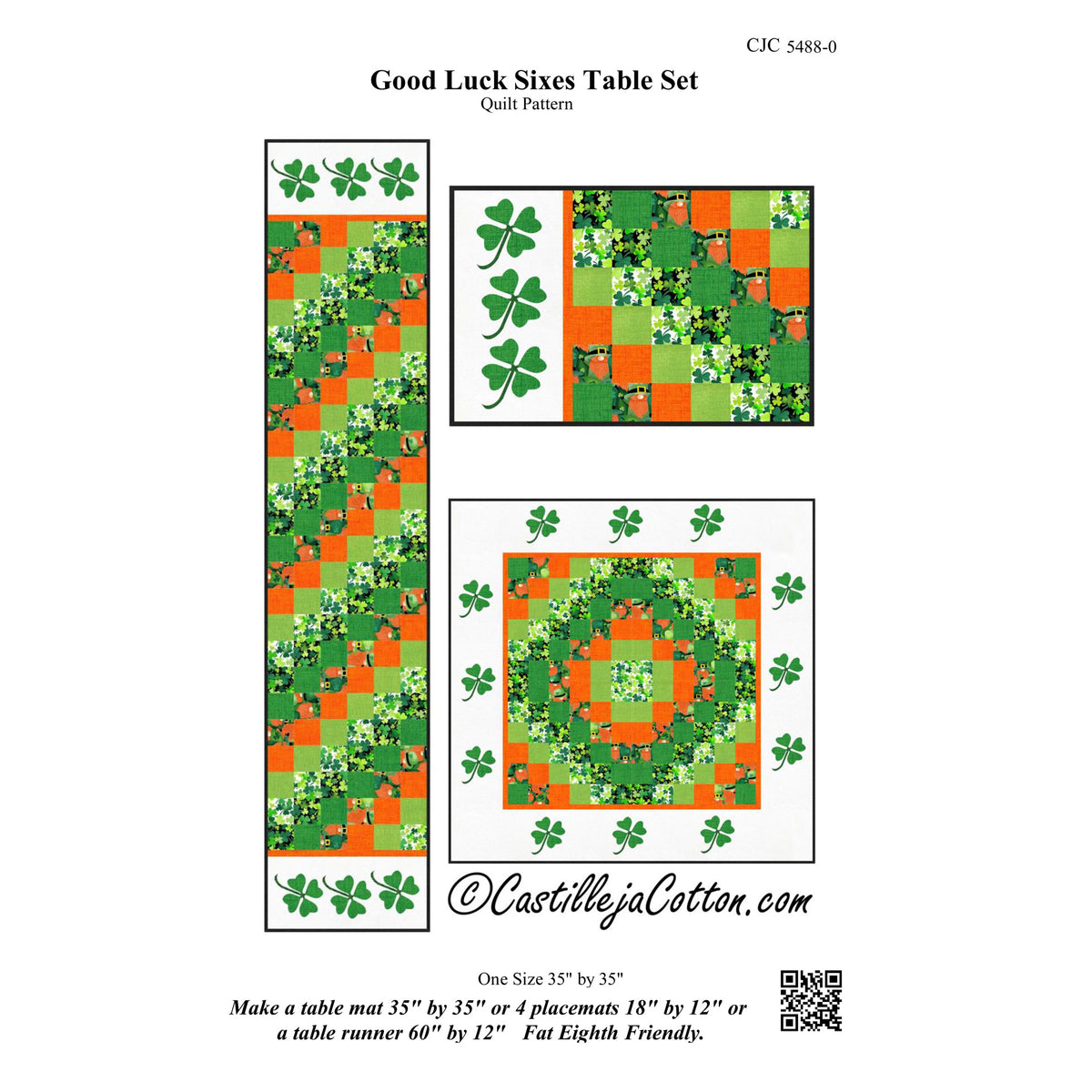 Good Luck Sixes Table Set Pattern CJC-54880 - Paper Pattern
