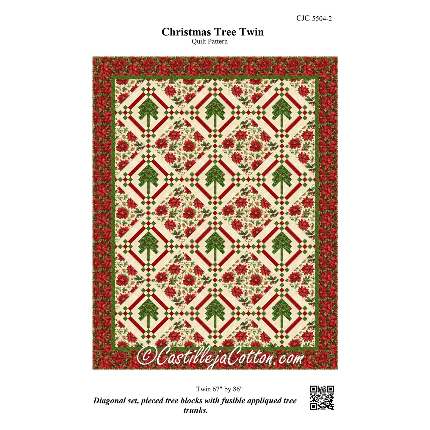 Christmas Tree Twin Quilt Pattern CJC-55042w  - Wholesale Product
