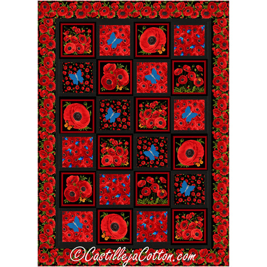 Poppies and Butterflies Quilt Pattern CJC-55121 - Paper Pattern