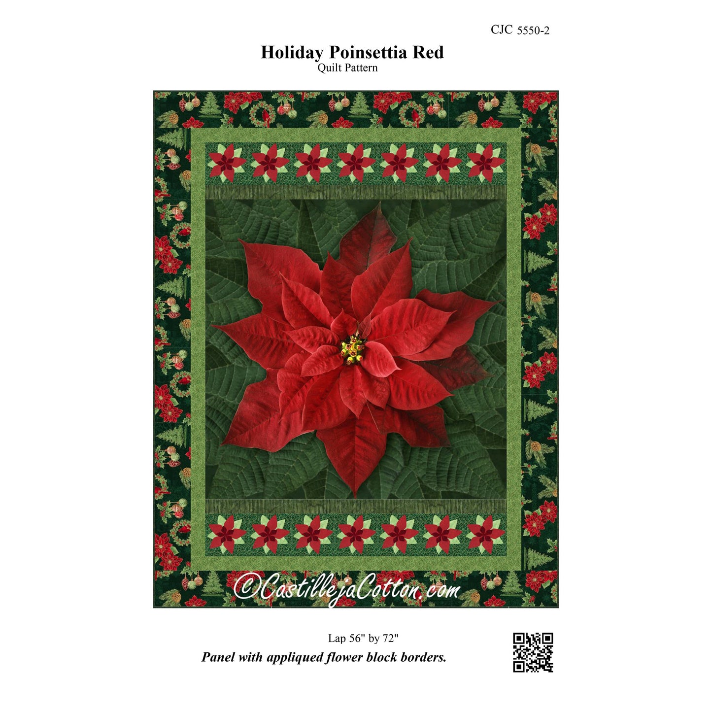Holiday Poinsettia Red Quilt CJC-55502e - Downloadable Pattern