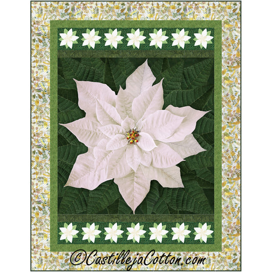 Holiday Poinsettia White Quilt CJC-55503e - Downloadable Pattern
