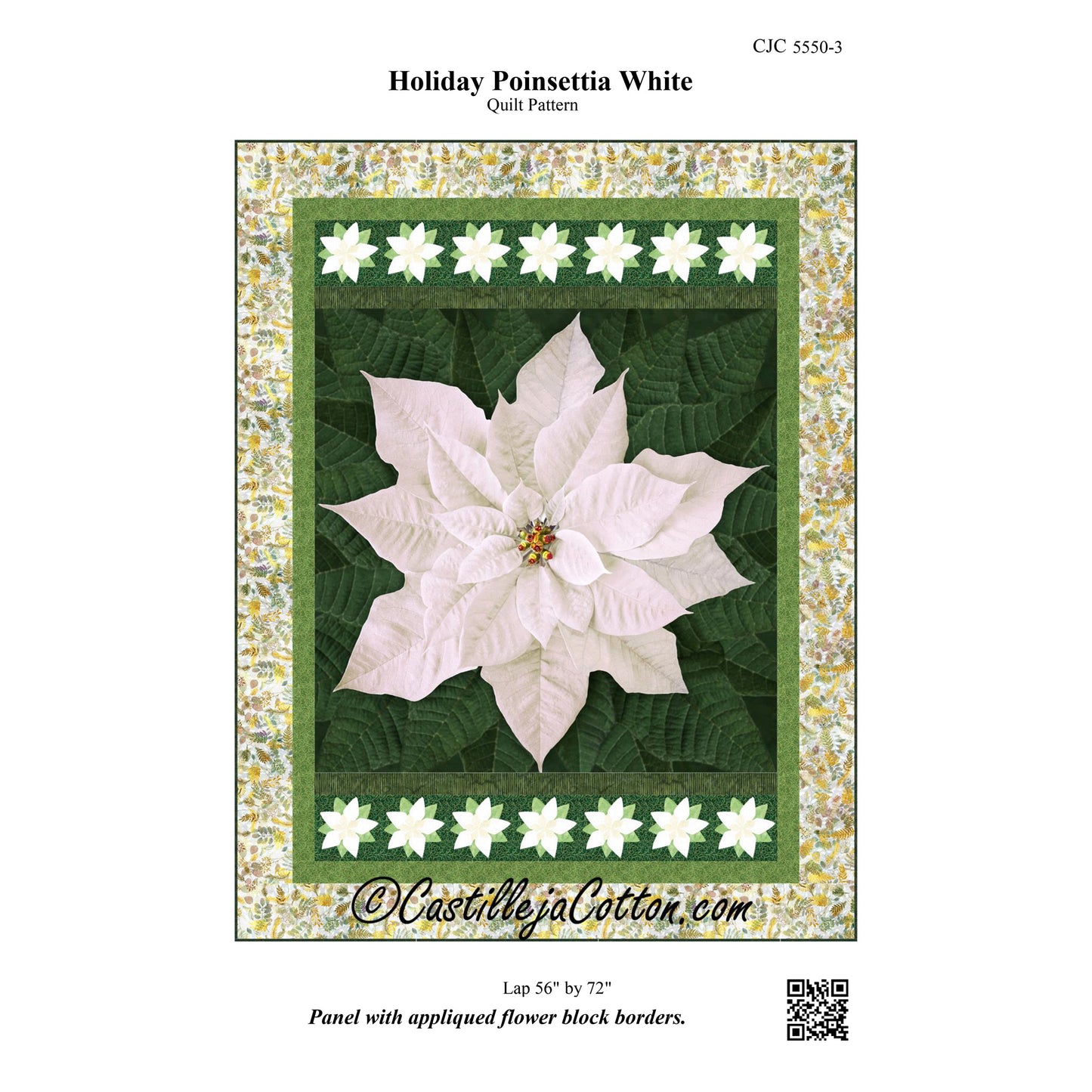 Holiday Poinsettia White Quilt Pattern CJC-55503 - Paper Pattern
