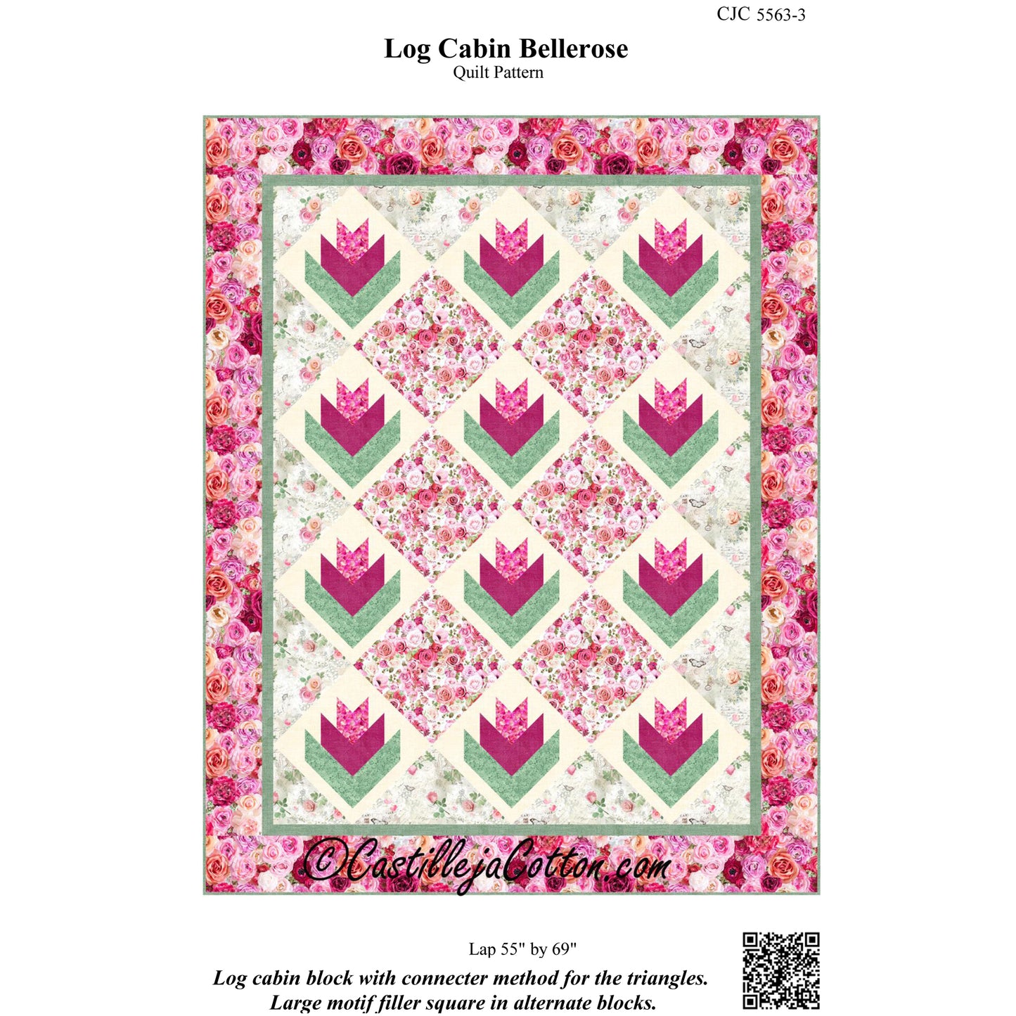 Log Cabin Bellerose Quilt CJC-55633e - Downloadable Pattern