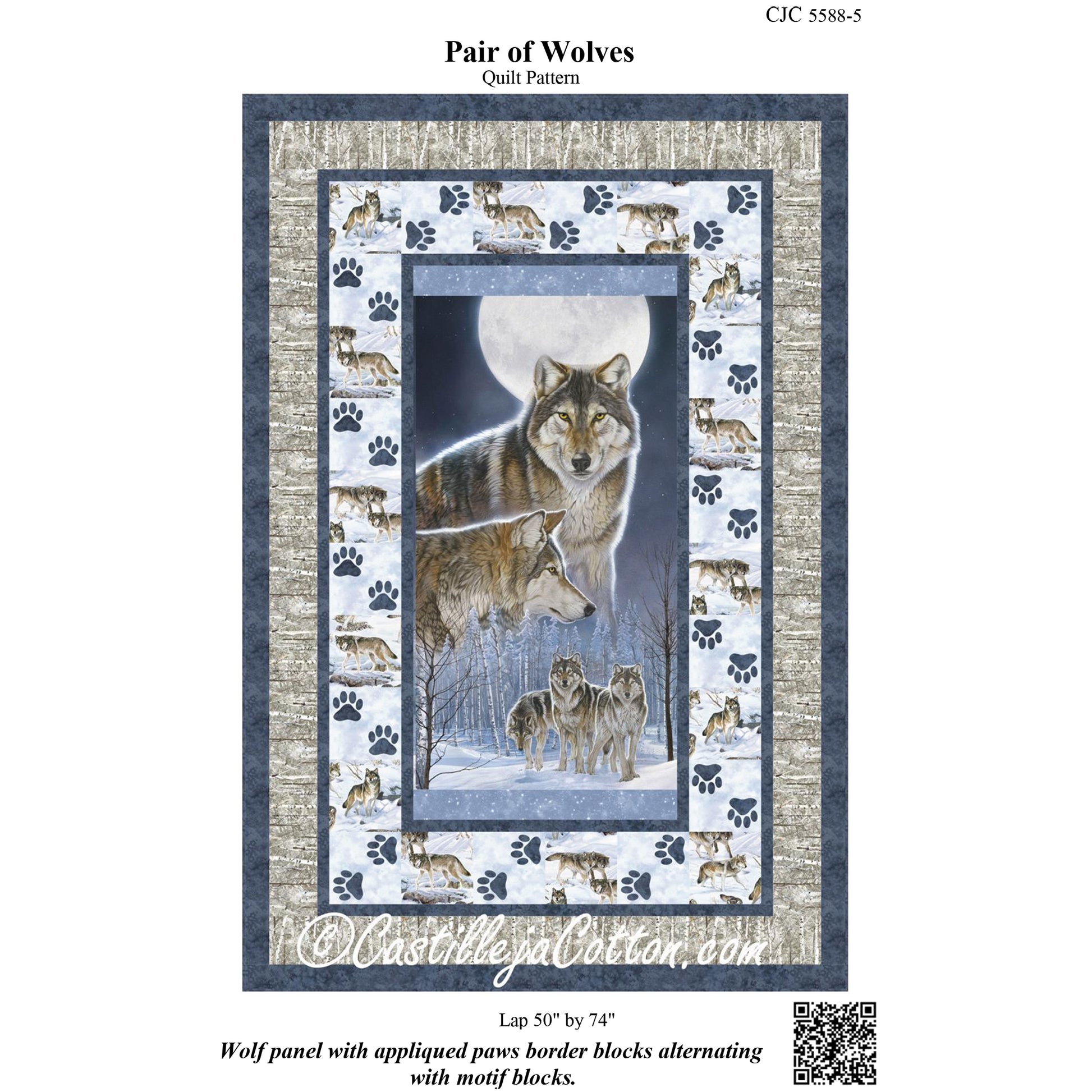 Cover image of pattern for Pair of Wolves Quilt.