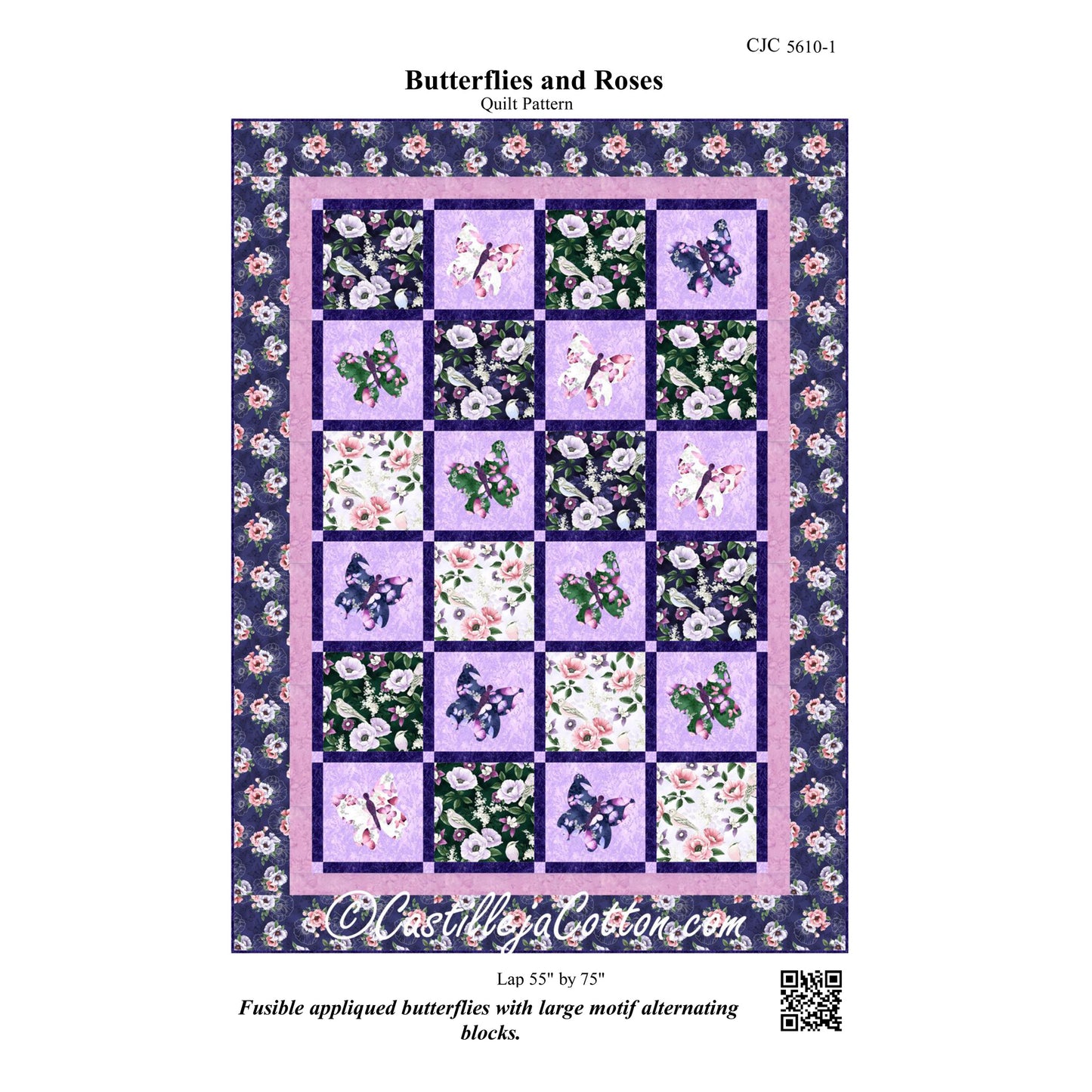 Butterflies and Roses Quilt Pattern CJC-56101 - Paper Pattern