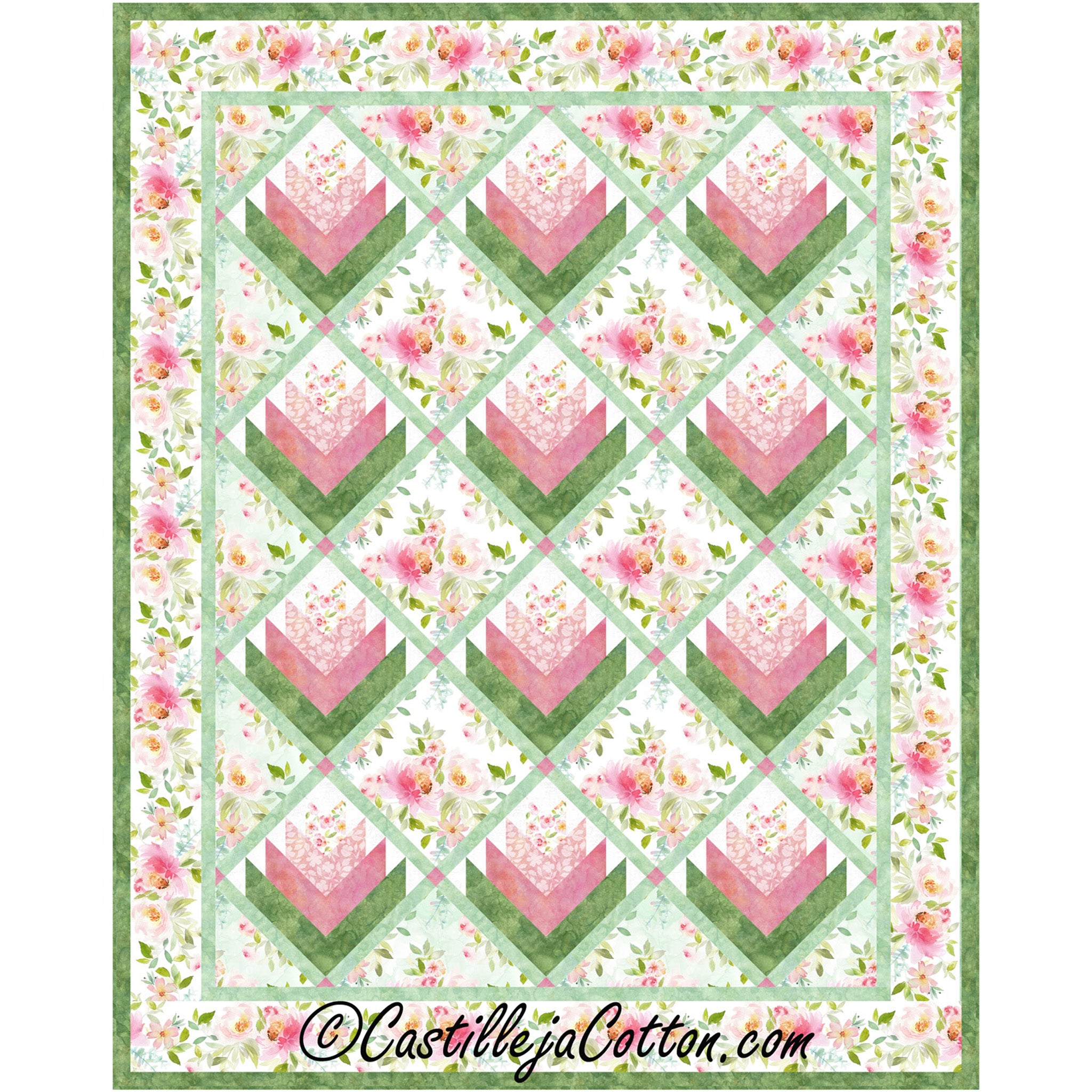 Floral Log Cabins Quilt Pattern CJC-56123 (Intermediate) – QuiltWoman.com