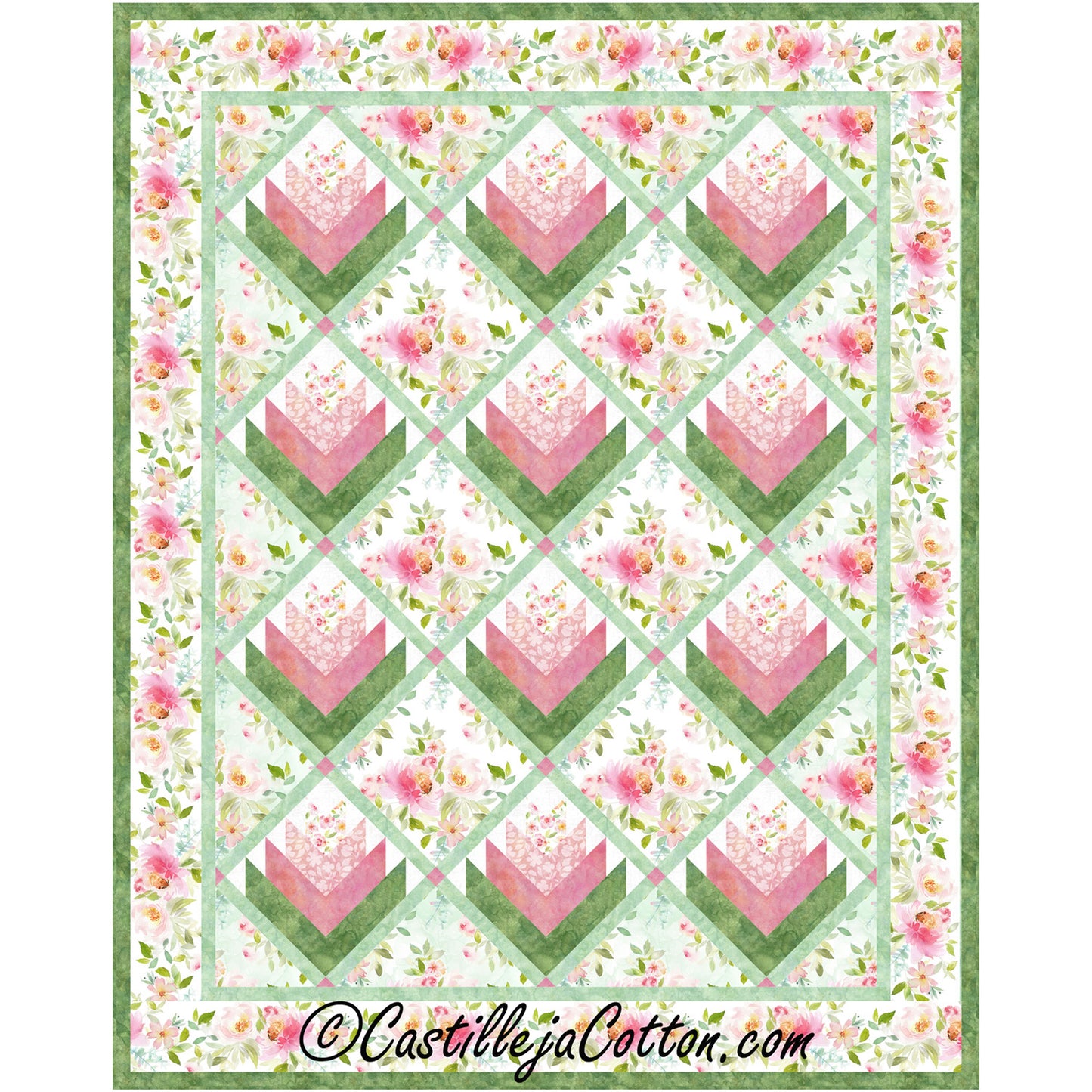 Floral Log Cabins Quilt CJC-56123e - Downloadable Pattern