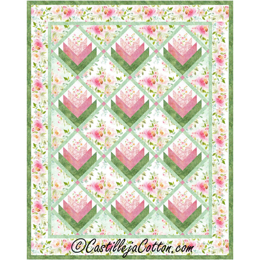 Floral Log Cabins Quilt CJC-56123e - Downloadable Pattern