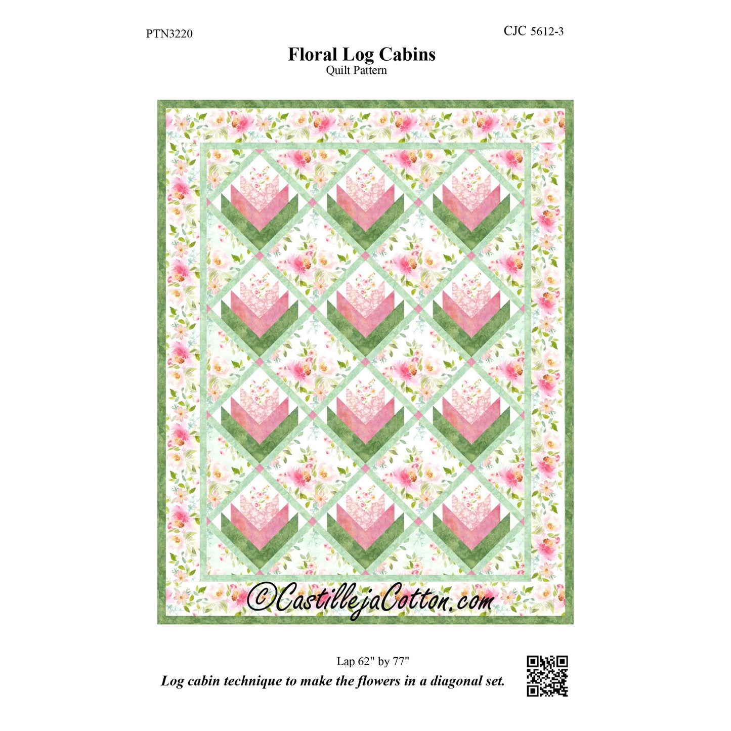 Floral Log Cabins Quilt CJC-56123e - Downloadable Pattern