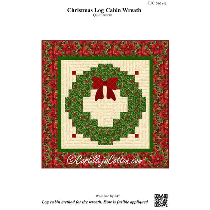 Christmas Log Cabin Wreath Wall Hanging CJC-56182e - Downloadable Pattern