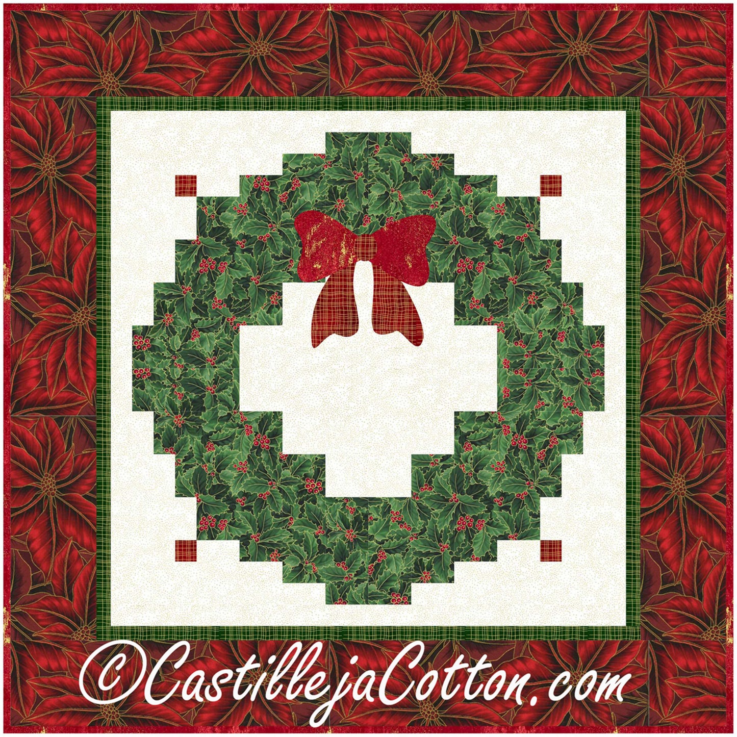 Christmas Wreath with Bow Wall Hanging CJC-56184e - Downloadable Pattern