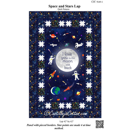 Cover image of pattern for Space and Stars Lap quilt.