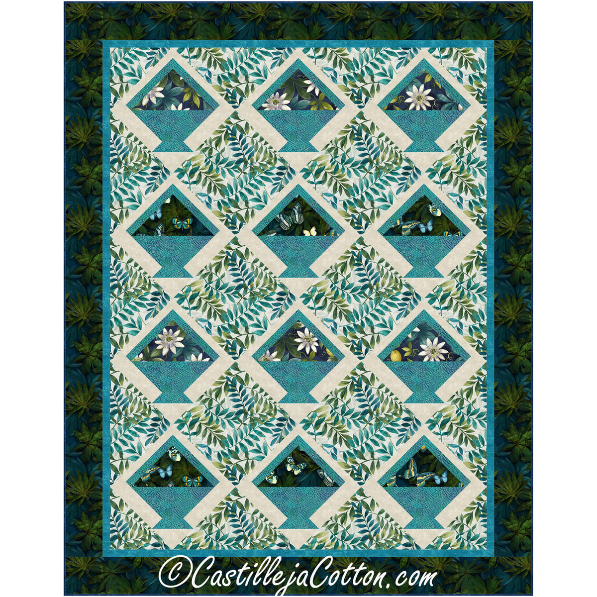 Flower and Butterfly Baskets Twin Quilt Pattern CJC-56504 - Paper Pattern