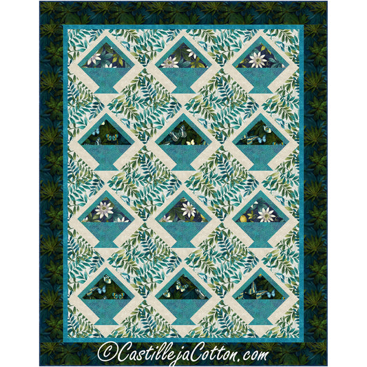 Flower and Butterfly Baskets Twin Quilt Pattern CJC-56504 - Paper Pattern