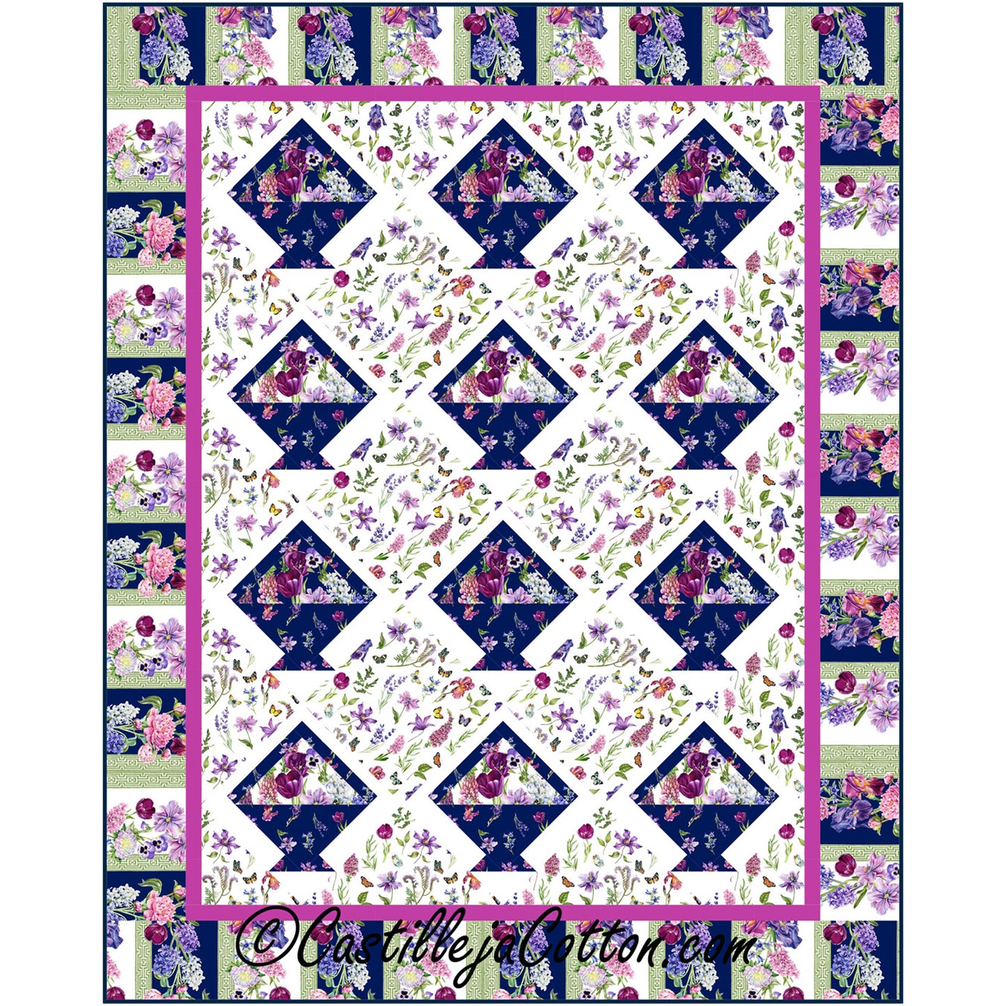 Flowery Baskets Lap Quilt CJC-56507e - Downloadable Pattern