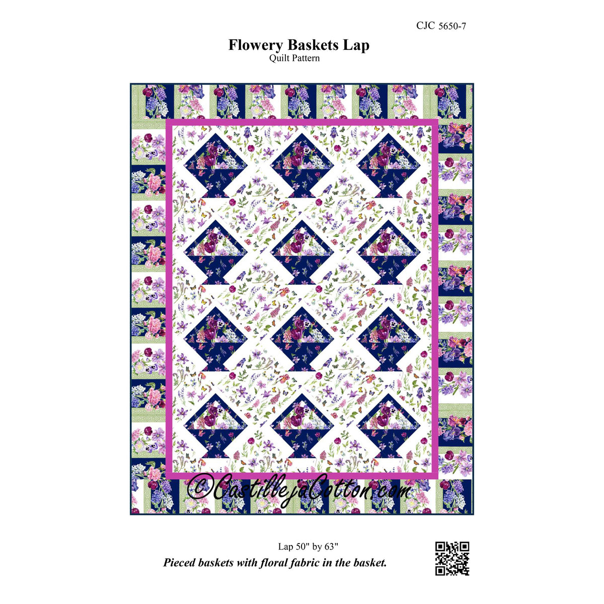 Flowery Baskets Lap Quilt CJC-56507e - Downloadable Pattern