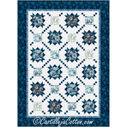 Blue Flower Stars Quilt CJC-56555e - Downloadable Pattern