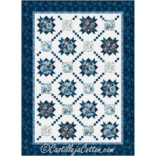 Blue Flower Stars Quilt Pattern CJC-56555 - Paper Pattern