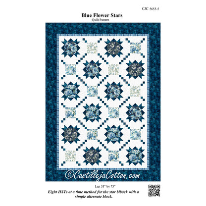 Blue Flower Stars Quilt CJC-56555e - Downloadable Pattern
