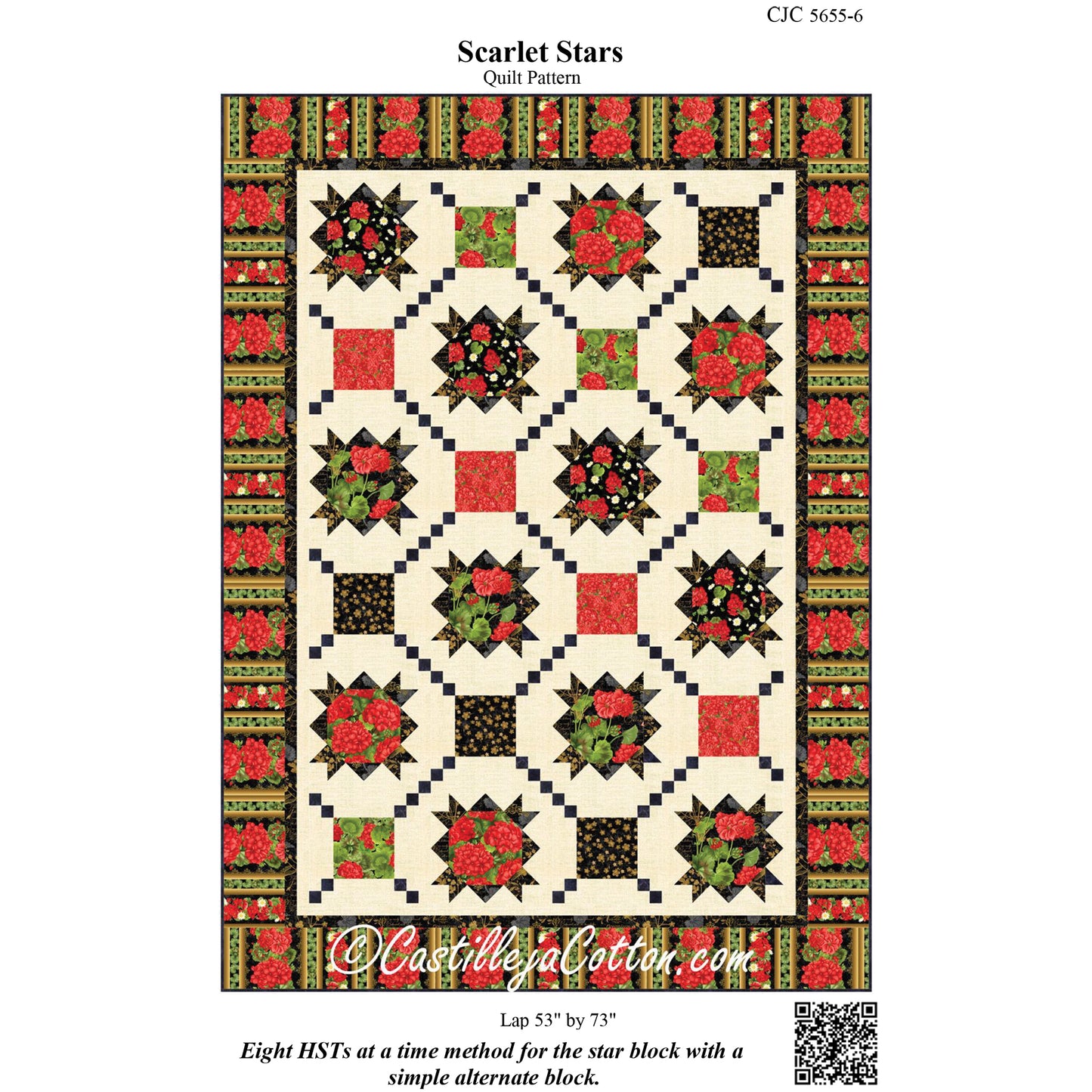 Cover image of pattern for Scarlet Stars Quilt.