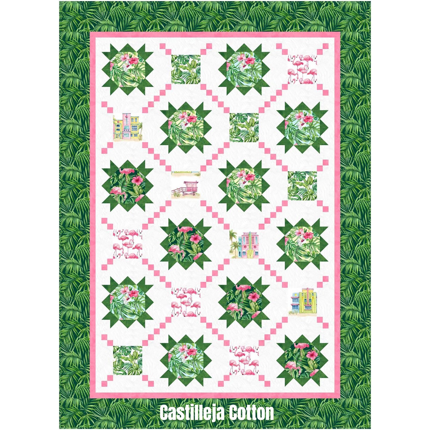 Plumeria and Leaves Quilt CJC-56558e - Downloadable Pattern