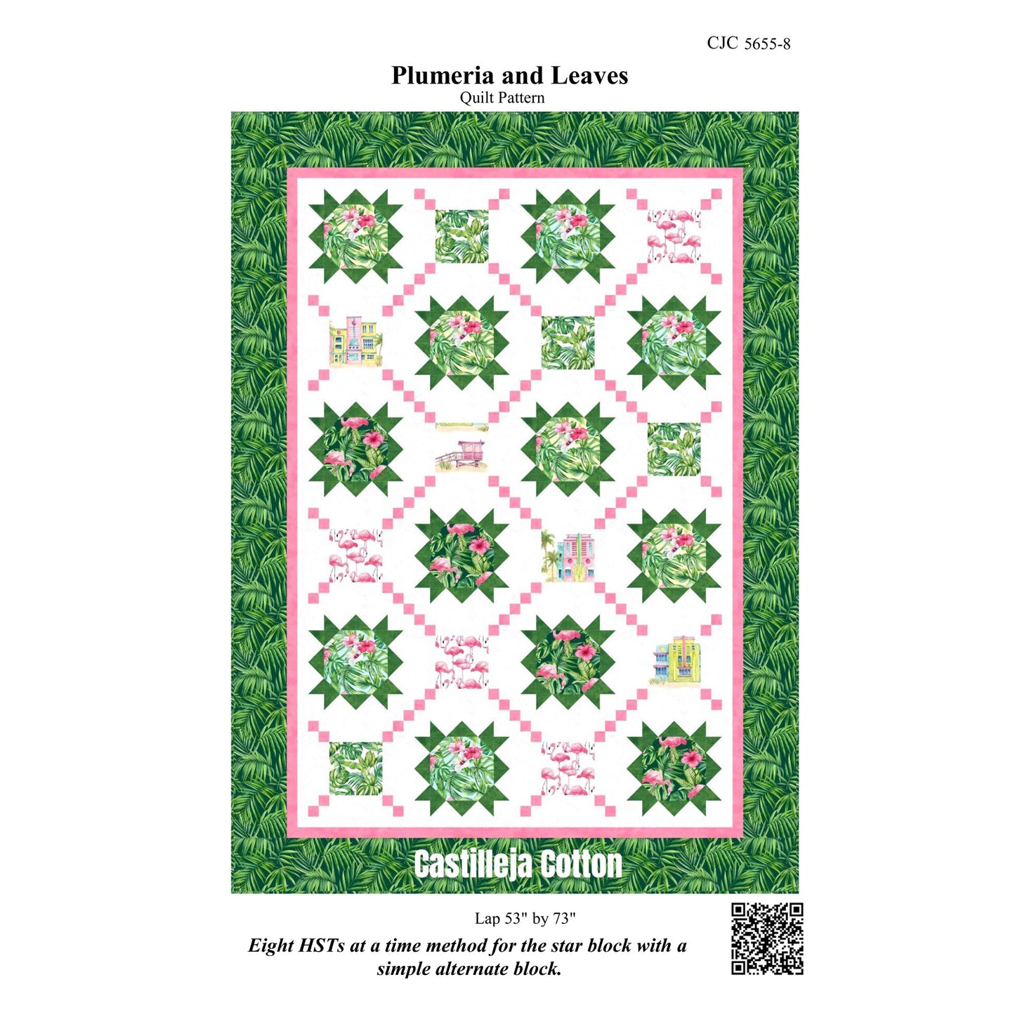 Plumeria and Leaves Quilt CJC-56558e - Downloadable Pattern
