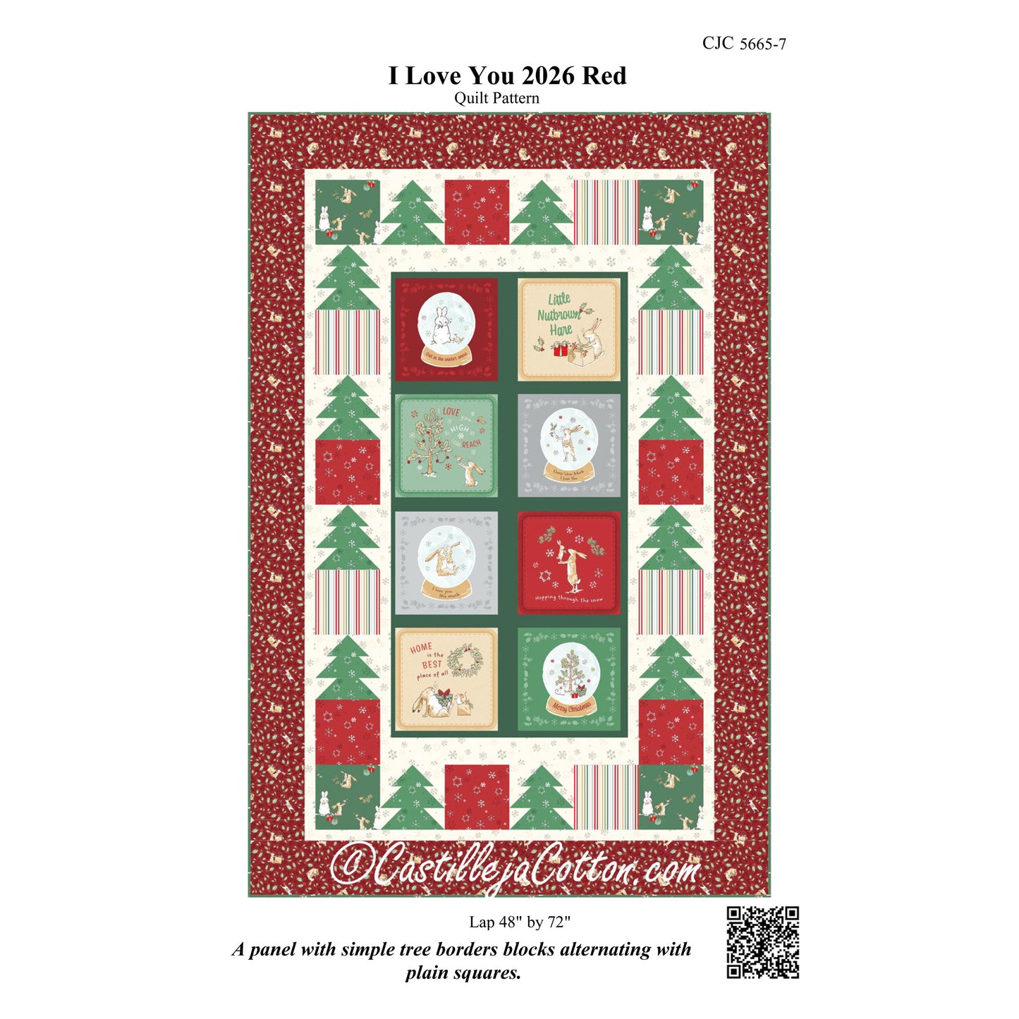 Cover image of pattern for I Love You 2026 Red quilt.